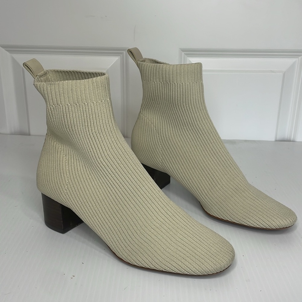 Everlane The Glove Boots Size 7.5 Bone Cream Stacked Heel - Picture 2 of 14